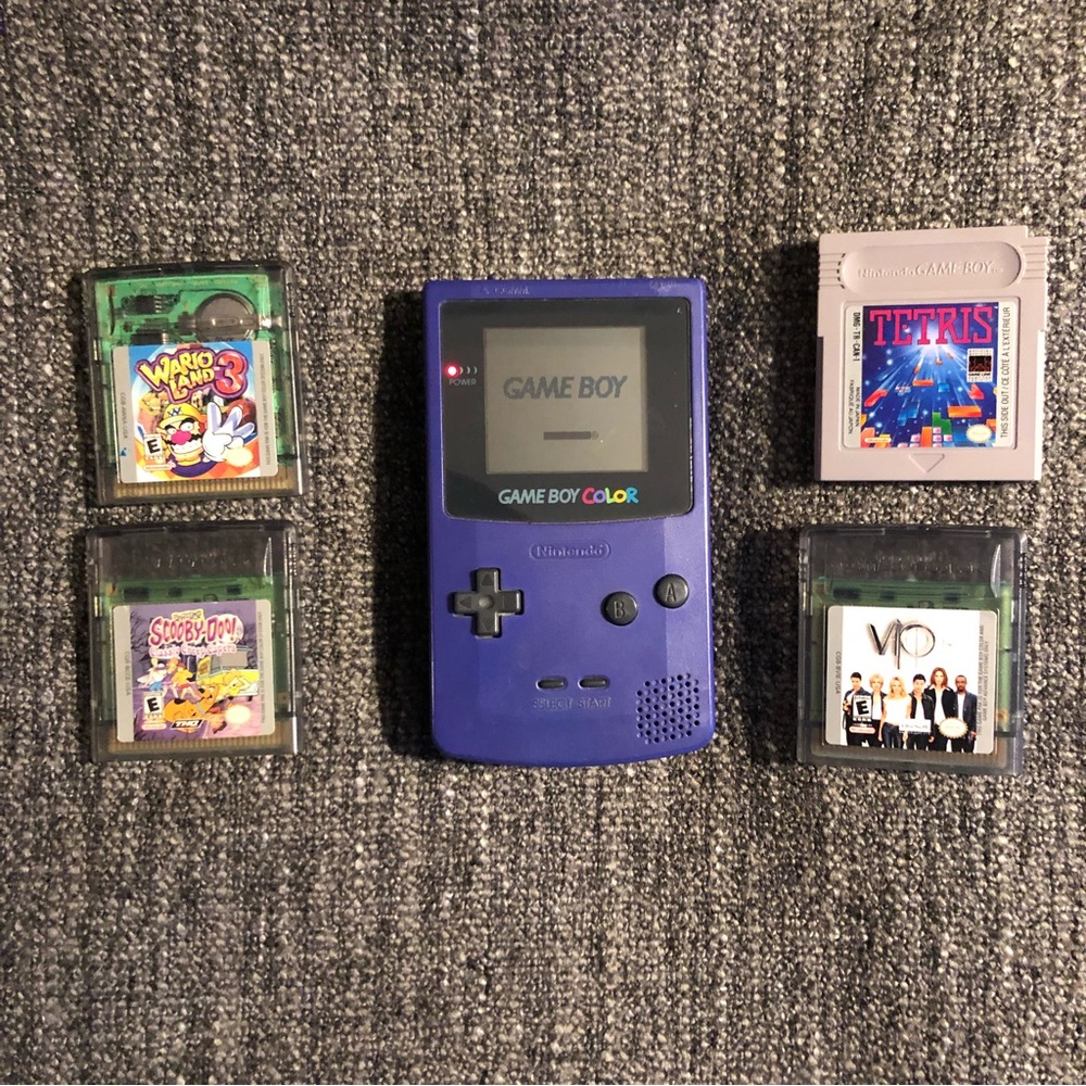 GAMEBOY COLOR Grape Console Bundle With 4 Games Nintendo Vintage Retro